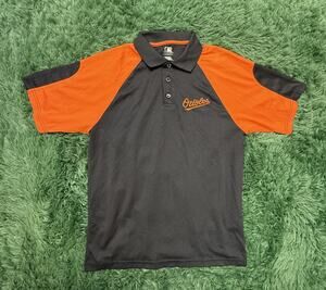 MLB Baltimore Orioles Men's Medium Gray Orange Performance Polo Shirt Fan